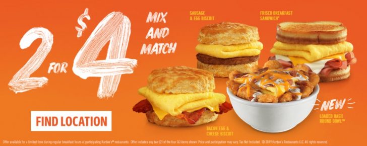 Hardee's Adds Loaded Hash Rounds Bowl to 2 For $4 Mix and Match Deal ...